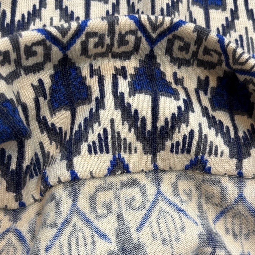 Vintage Goldworm Virgin Merino Wool Blue and Cream Patterned Dress Made In Italy - Picture 7 of 15